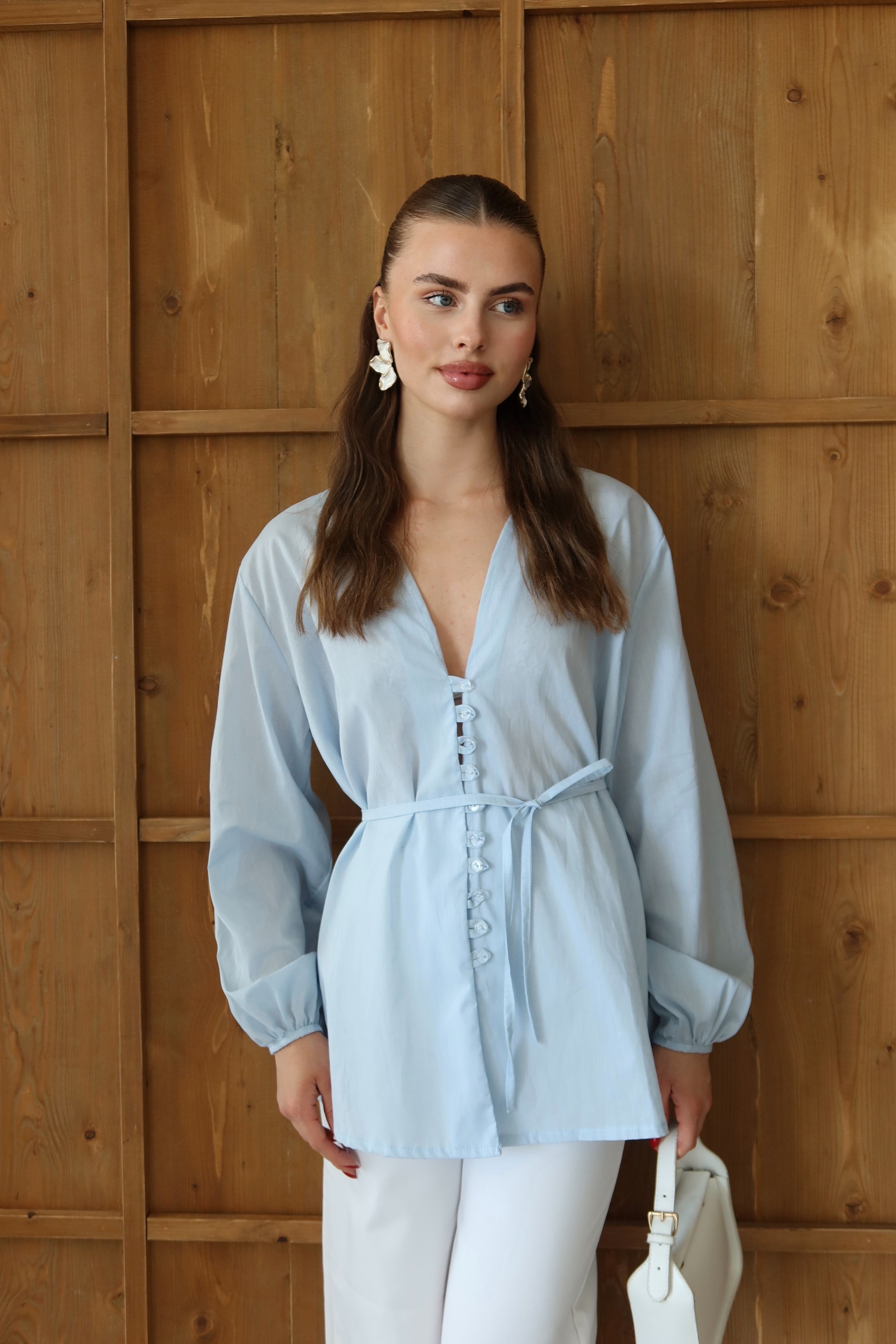 Mavi Kimono Gömlek