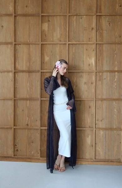 Lacivert Uzun Kimono