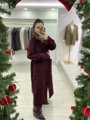 Bordo Cep Detaylı Kaşe Kaban