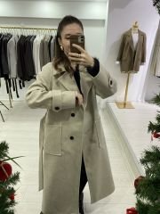 Taş rengi Cep Detaylı Kaşe Kaban