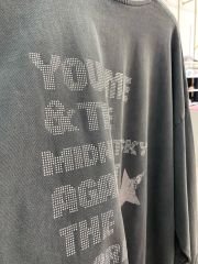 Taşlı Yazı Detaylı Yıkamalı Sweat
