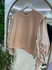 Kol Büzgülü Gömlek Detaylı Premium Sweat