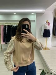 Kol Büzgülü Gömlek Detaylı Premium Sweat