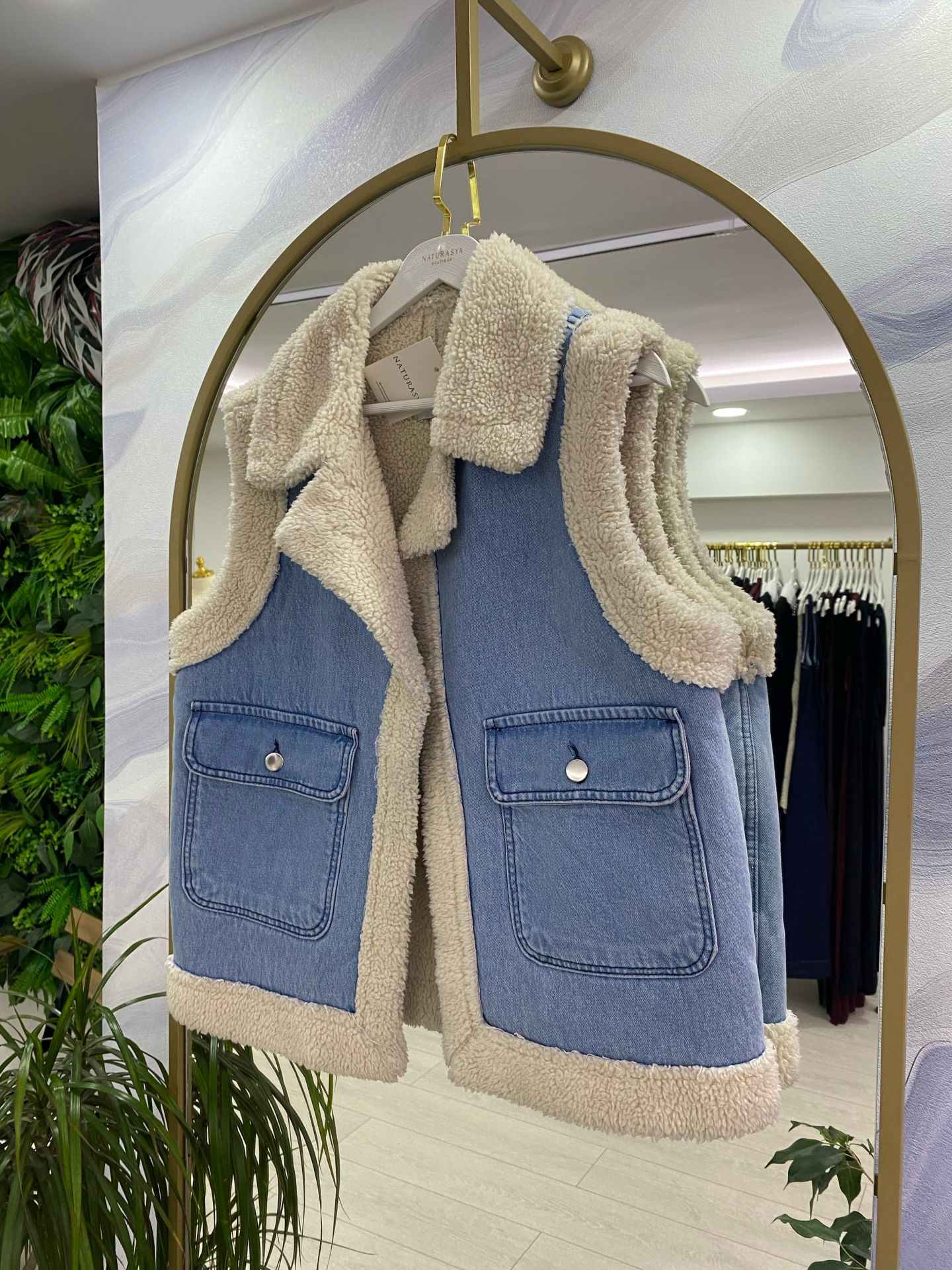 Kürk Detaylı Premium Jean Yelek