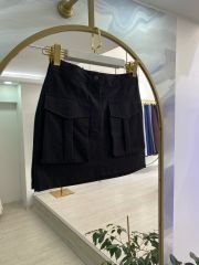 Kargo Cepli Gabardin Kısa Etek