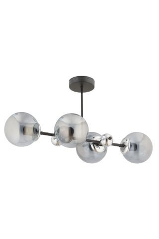 Shine 4’lü Siyah Füme Glob Camlı Plafonyer Avize – Salon & Yemek Masası