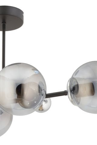Shine 4’lü Siyah Füme Glob Camlı Plafonyer Avize – Salon & Yemek Masası