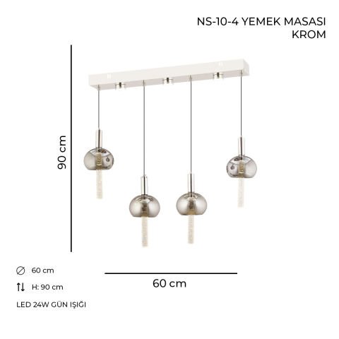 NS-10-4 Yemek Masası Krom