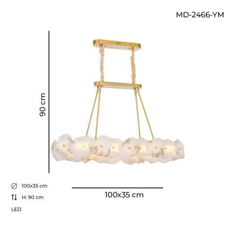 Stone 90cm Mermer Avize Eskitme
