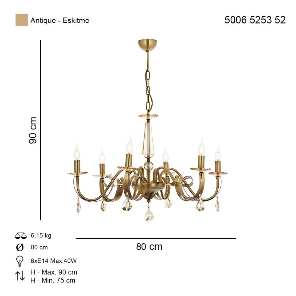 Karlen 6 lı Modern Avize Eskitme