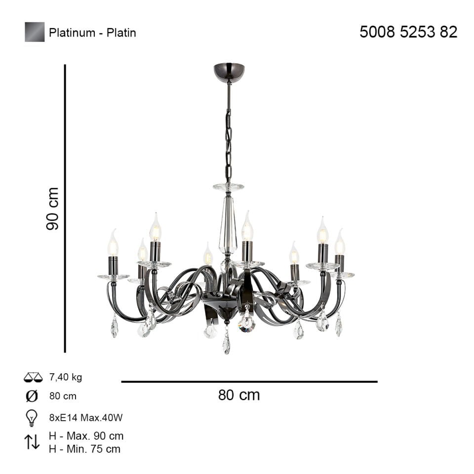 Karlen 8 li Modern Avize Platin