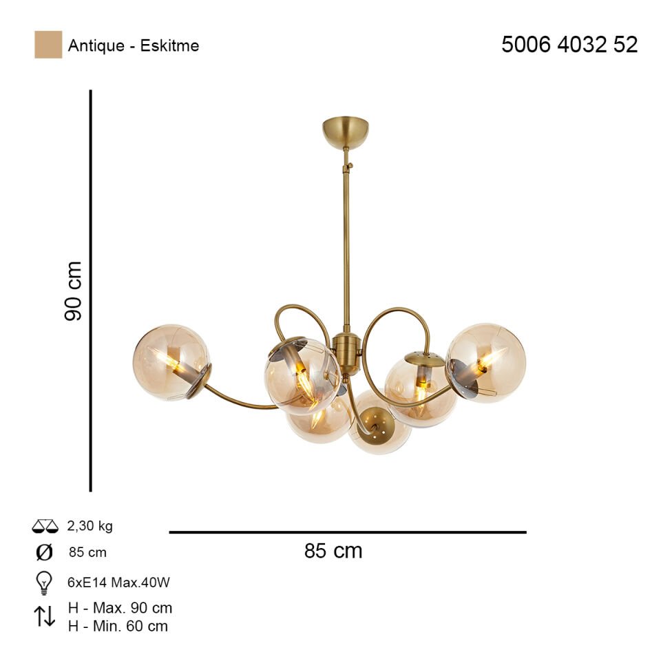 Maral 6 lı Modern Avize Eskitme