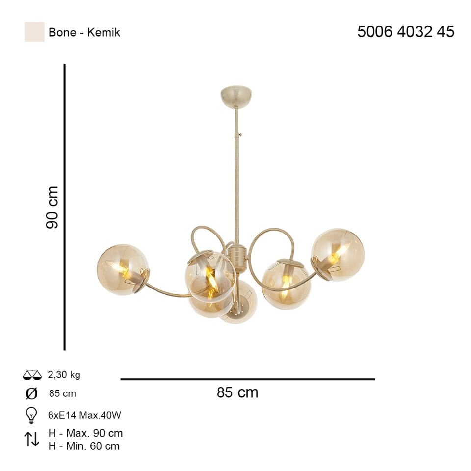 Maral 6 lı Modern Avize Kemik