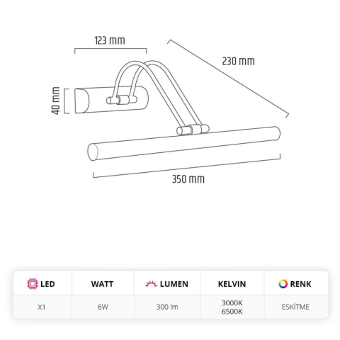 Flüt Tablo Aplik 35cm Eskitme