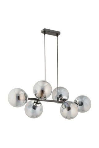 Cross 6'lı Füme Camlı Modern Sarkıt Avize Siyah