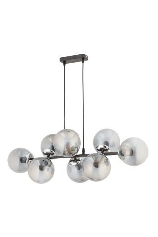 Cross 8'li Füme Camlı Modern Sarkıt Avize Siyah