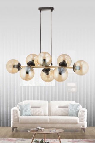 Cross 8'li Opal Camlı Modern Sarkıt Avize Eskitme