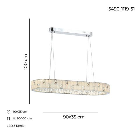 Asır 90*35 Avize Krom