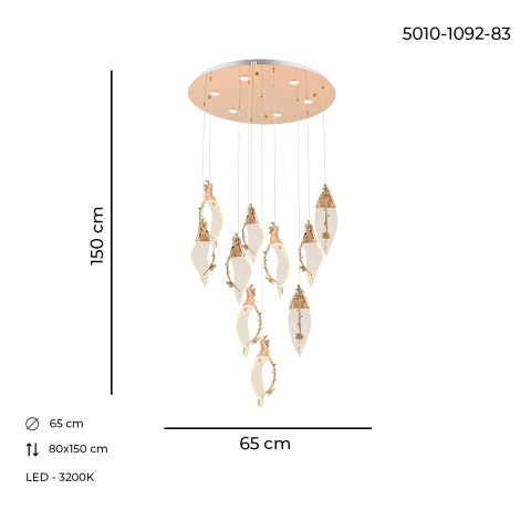 Cherry 10lu Sarkıt Avize Gold