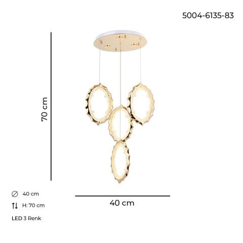Damla 4lü Sarkıt Avize Gold