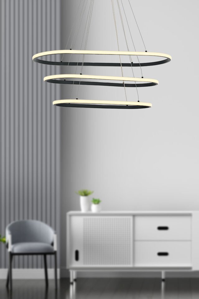 Lund 60lık Oval Ledli Avize Antrasit