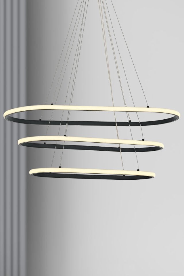 Lund 60lık Oval Ledli Avize Antrasit