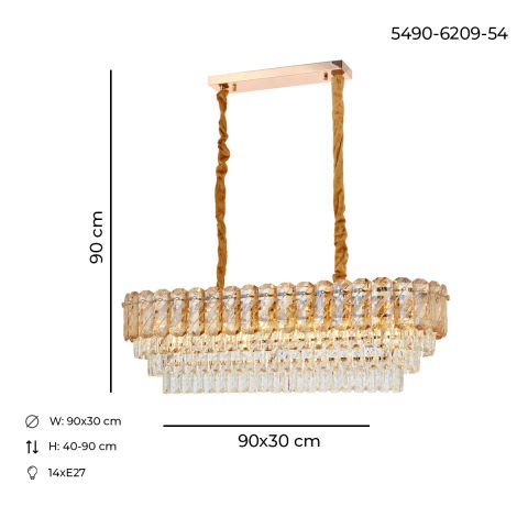 Hazar 90*35 Klasik Avize Gold