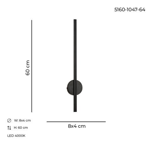 Midas 60cm Aplik Siyah