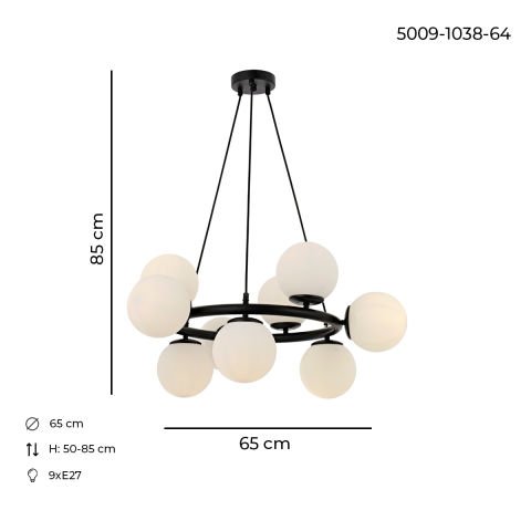 Milan 9lu YV Siyah Modern Avize