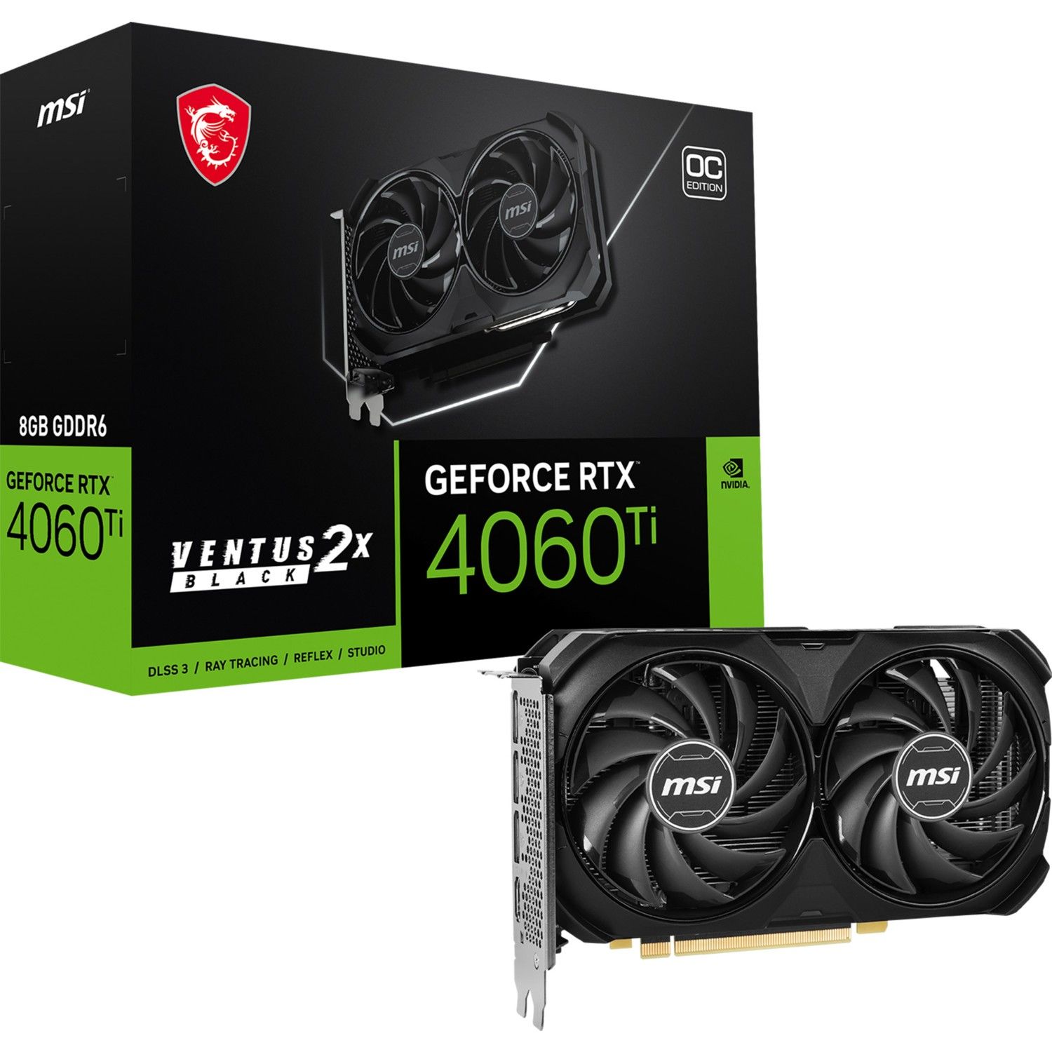 Msı VGA Geforce Rtx 4060 Tı Ventus 2x Black 8g Oc RTX4060TI 8gb Gddr6 128B DX12 Pcıe 4.0 X16 (3xdp 1xhdmı)