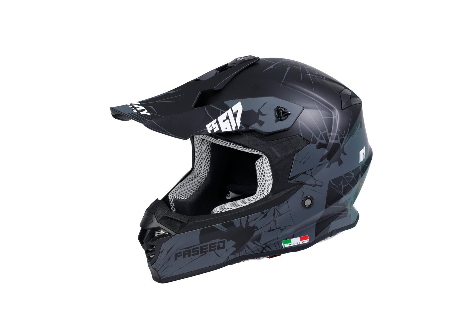 SWAY SW 617 MATT CRAK Black Grey Cross Kask