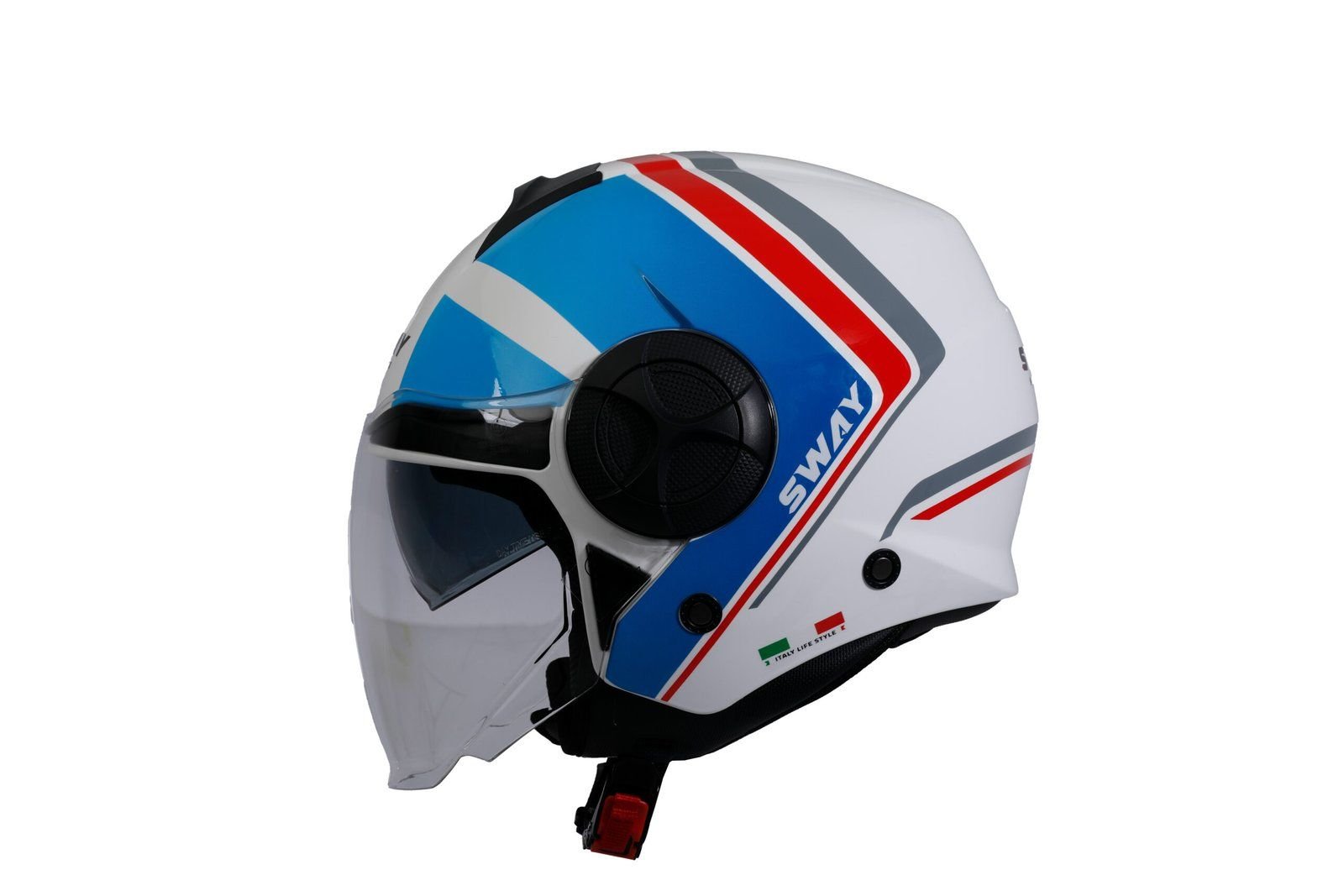 SWAY SW 737 DOUBLE White Blue Red Yarım Kask