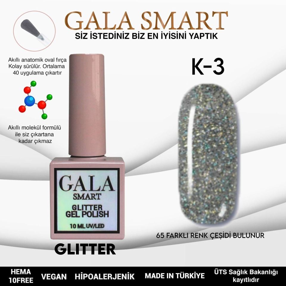 GALA SMART GLİTTER KALICI OJE 10 ml K-03