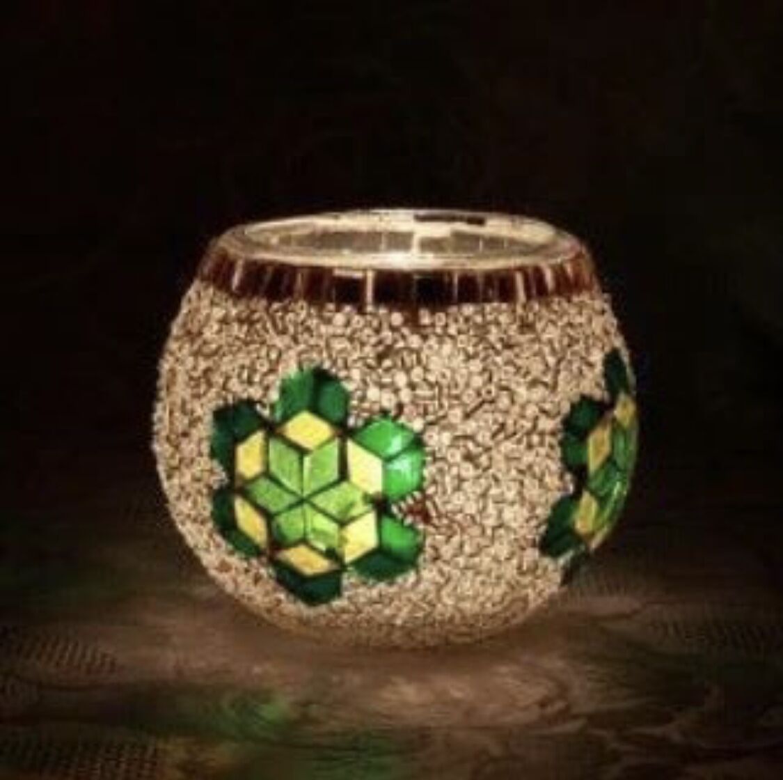 Mozaik Masaüstü Mumluk - Yeşil