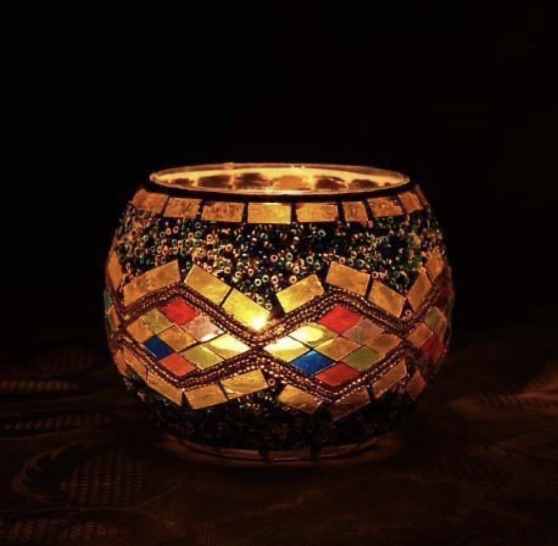 Mozaik Masaüstü Mumluk - Renkli
