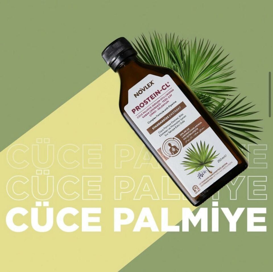 Novlex® Prostein-CL Cüce Palmiye (Saw Palmetto), Yeşil Çay (Green Tea), Isırgan, Bal Kabağı, Çinko, Likopen, Piperin ve Selenyum Ekstraktı (Ekstresi) İçeren Sıvı Takviye Edici Gıda 250 ml