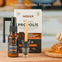 Novlex® Propolis Ekstrakt (Su Bazlı-Alkolsüz) Nane Aromalı Sprey & Damla (540 damla) Takviye Edici Gıda 20ml