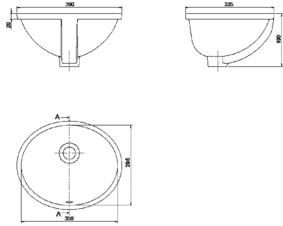 TP01TAL00 - GÜRAL VİT Hilton Tezgah Altı Lavabo Beyaz 37*47