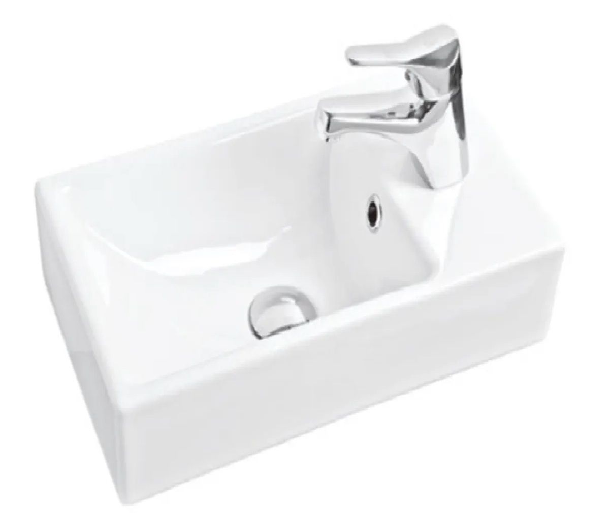 FC13MUL01 - GÜRAL VİT Dikdörtgen Sağ Delikli Mobilya Üstü Lavabo 23x37 cm