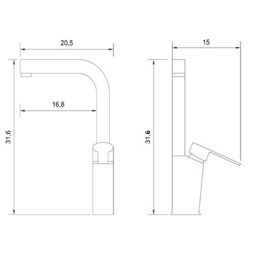 BS320-PLKK28 PİERRE CARDİN Boston Uzun Gövde Eviye Armatürü