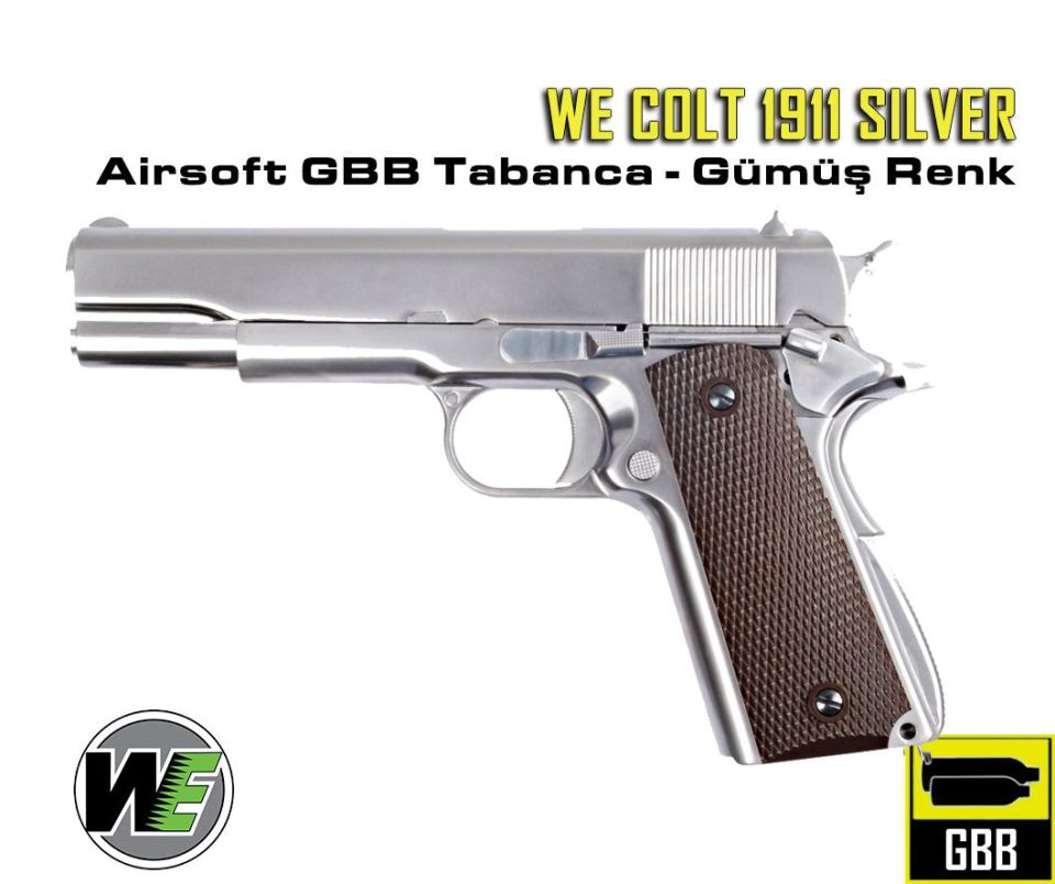 WE COLT 1911 SILVER Airsoft Tabanca