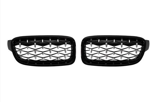 Bmw Panjur Elmas (Diamond) Desen Dış Siyah-İç Krom Set F30 51137263482