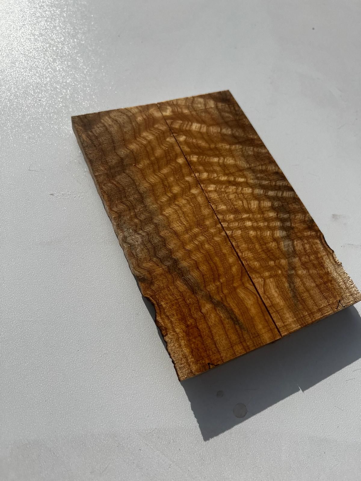 Premium Figured Flame Ash Wood Blank – Ideal for Knife No;007