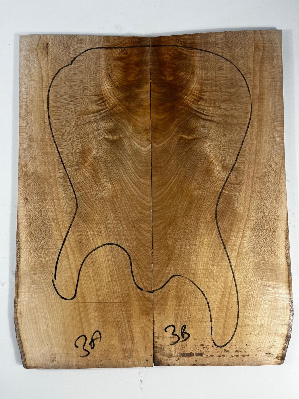 Maple Drop Top Luthier Guitar Figured Wood Bookmatched Set No:3