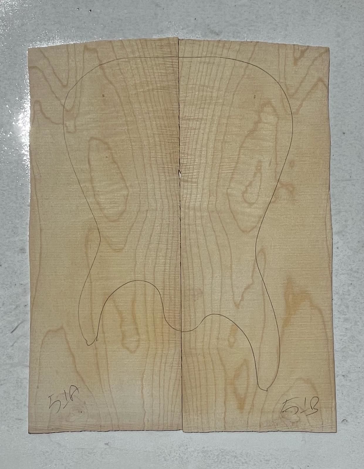 Flame Maple Drop Top Luthier Guitar Figured Wood Bookmatched Set No:51