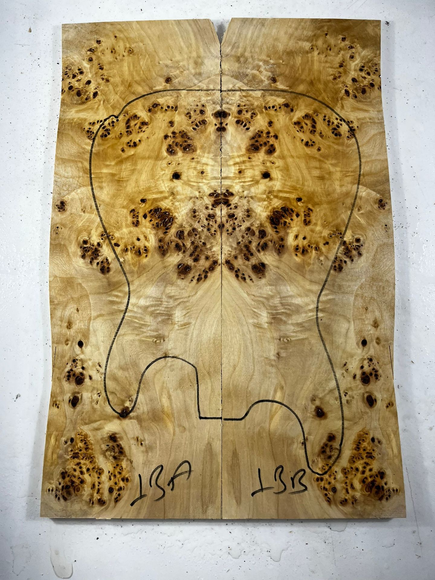 AAA Grade Poplar Mappa Burl Bookmatched Guitar Drop Top Luthier Tonewood #13