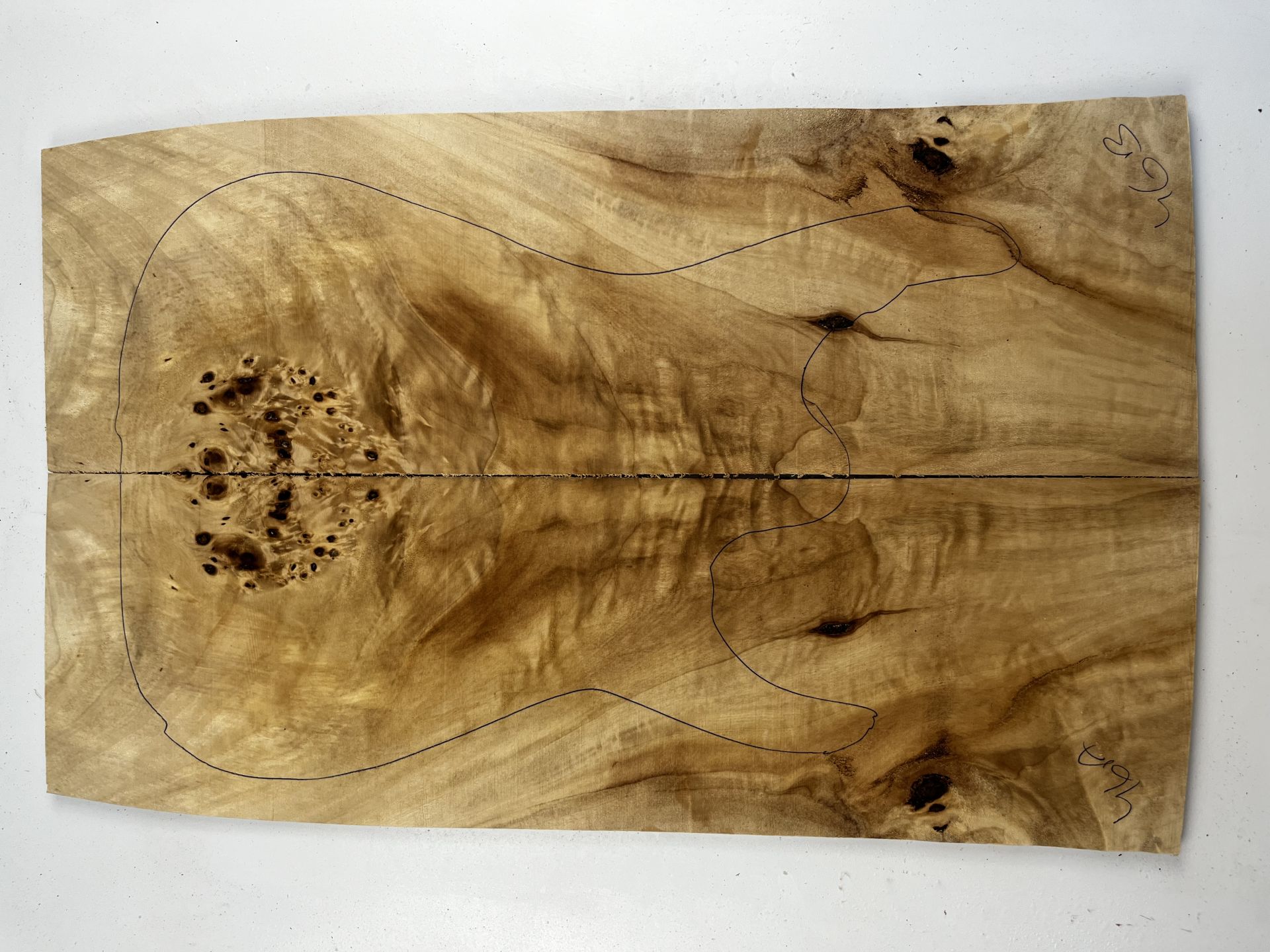 AA Grade Poplar Mappa Burl Bookmatched Guitar Drop Top Luthier Tonewood #46