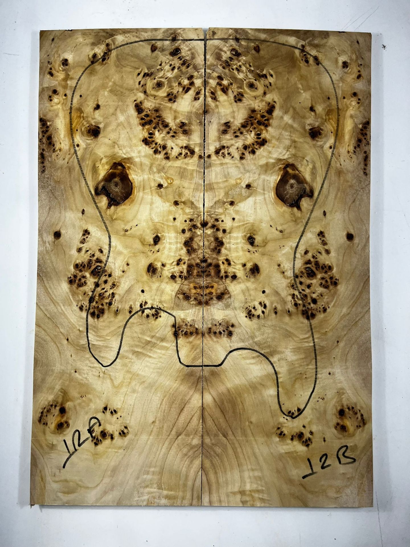 AAA Grade Poplar Mappa Burl Bookmatched Guitar Drop Top Luthier Tonewood #12