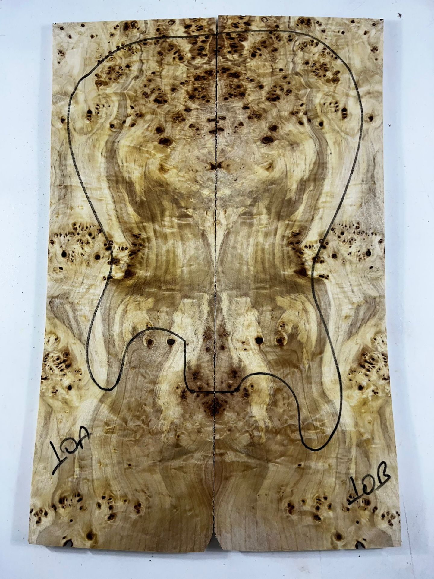 AAA Grade Poplar Mappa Burl Bookmatched Guitar Drop Top Luthier Tonewood #10