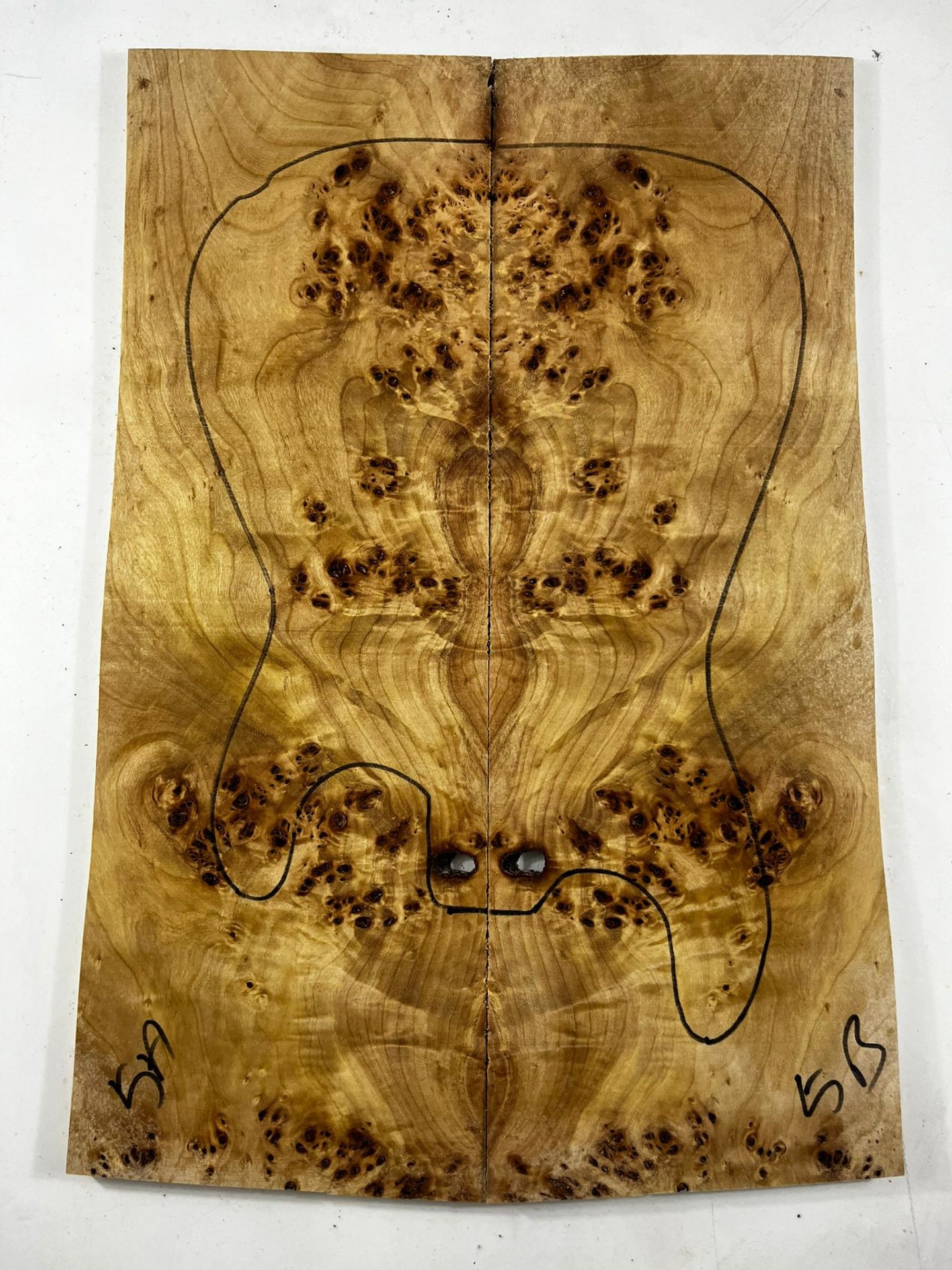AAA Grade Poplar Mappa Burl Bookmatched Guitar Drop Top Luthier Tonewood #5